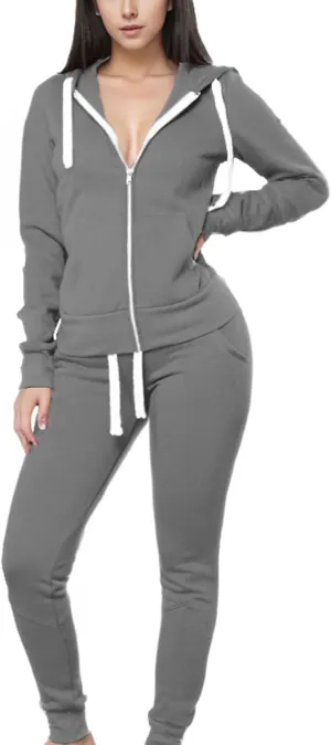 TUVEKE Womens Tracksuit 2 Piece Outfits Fall Zip Hoodie Jogging Sweatsuit Long Sleeve Casual Sweat Suits Size S to 2XL