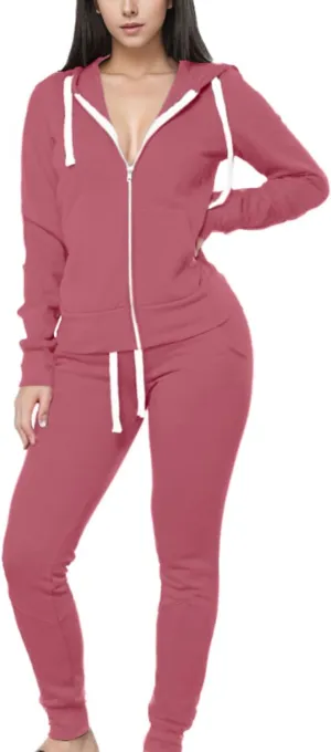 TUVEKE Womens Tracksuit 2 Piece Outfits Fall Zip Hoodie Jogging Sweatsuit Long Sleeve Casual Sweat Suits Size S to 2XL