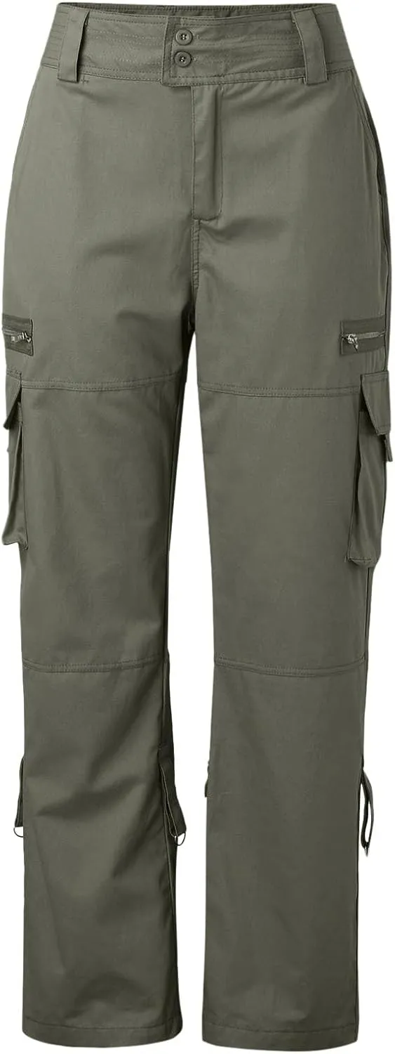 Twill Palazzo Pants for Women Casual Stretch High Waisted Chino Slim Fit Wide Leg Dress with Pockets