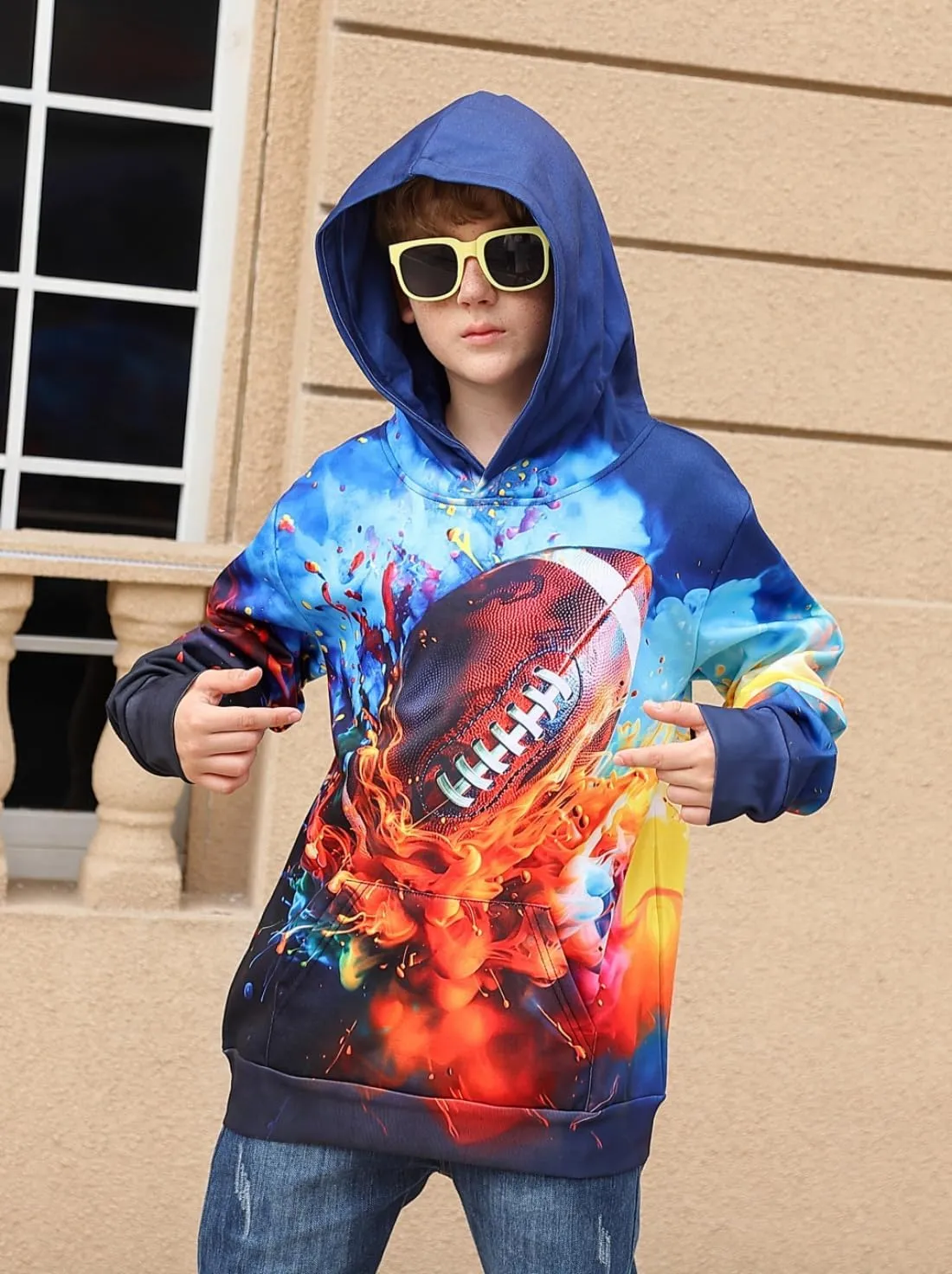 uideazone Hoodies for Boys Girls 3D Printed Hooded Sweatshirts Long Sleeve Pullover Hoody with Pocket 3-16Y