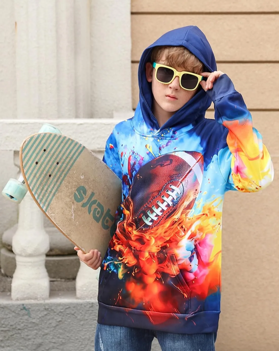 uideazone Hoodies for Boys Girls 3D Printed Hooded Sweatshirts Long Sleeve Pullover Hoody with Pocket 3-16Y
