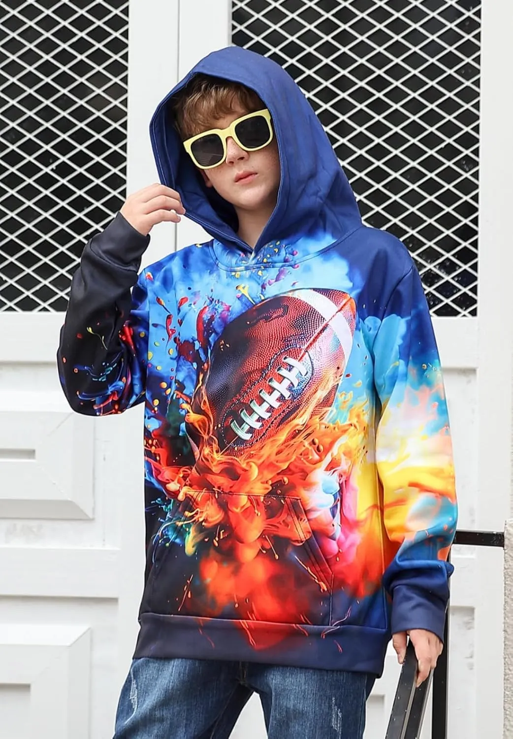 uideazone Hoodies for Boys Girls 3D Printed Hooded Sweatshirts Long Sleeve Pullover Hoody with Pocket 3-16Y