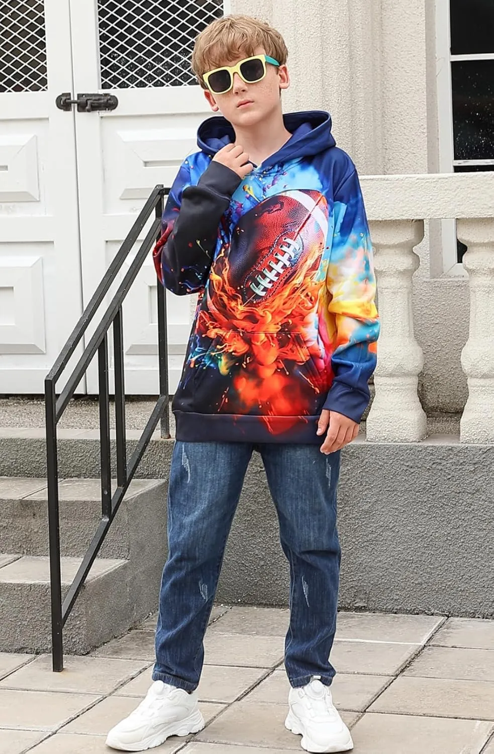 uideazone Hoodies for Boys Girls 3D Printed Hooded Sweatshirts Long Sleeve Pullover Hoody with Pocket 3-16Y