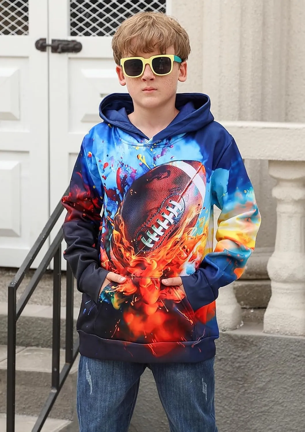 uideazone Hoodies for Boys Girls 3D Printed Hooded Sweatshirts Long Sleeve Pullover Hoody with Pocket 3-16Y