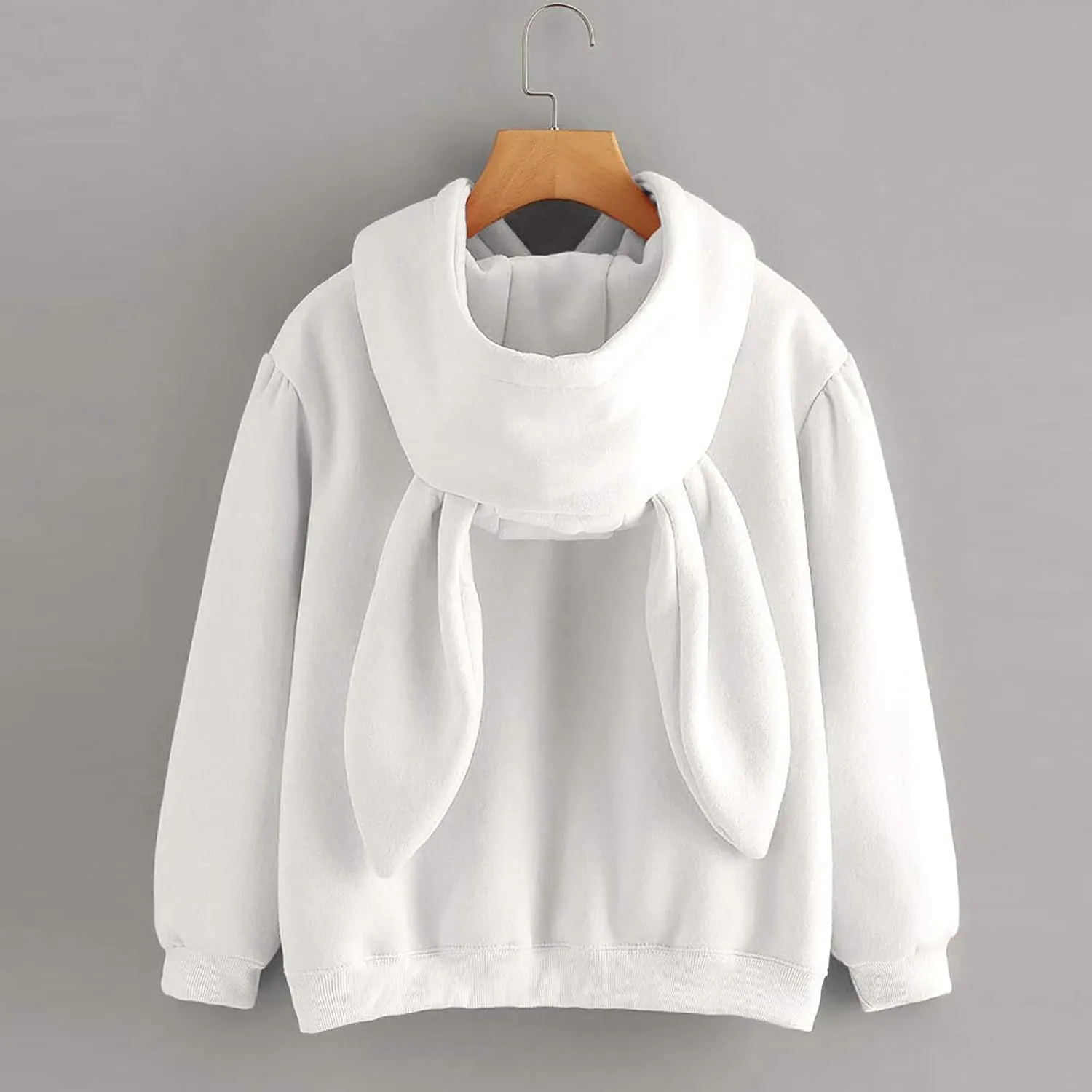 Unisex Rabbit Ears Hoodie Hooded Hoodie with Ears Comfort Hoodies Rabbit Hoodie Pull Over Solid Long Sleeve Plus Size