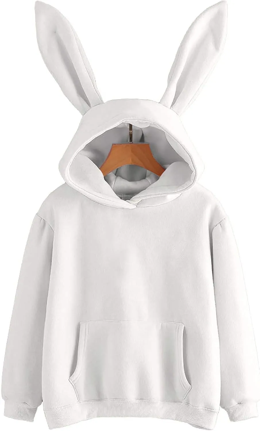 Unisex Rabbit Ears Hoodie Hooded Hoodie with Ears Comfort Hoodies Rabbit Hoodie Pull Over Solid Long Sleeve Plus Size