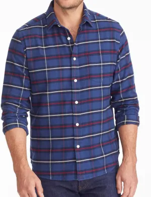 UNTUCKit Flannel Andes Shirt - Untucked Shirt for Men, Long Sleeve, Dark Blue Check, Slim Fit