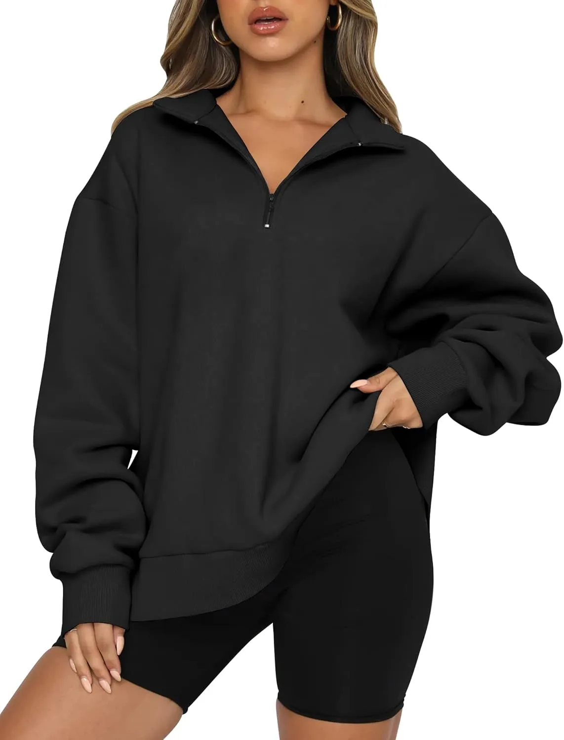 UOQAPRE Oversized Sweatshirt for Women Long Sleeve Womens Sweaters Half Zip Pullover Women Clothes for Girls Christmas