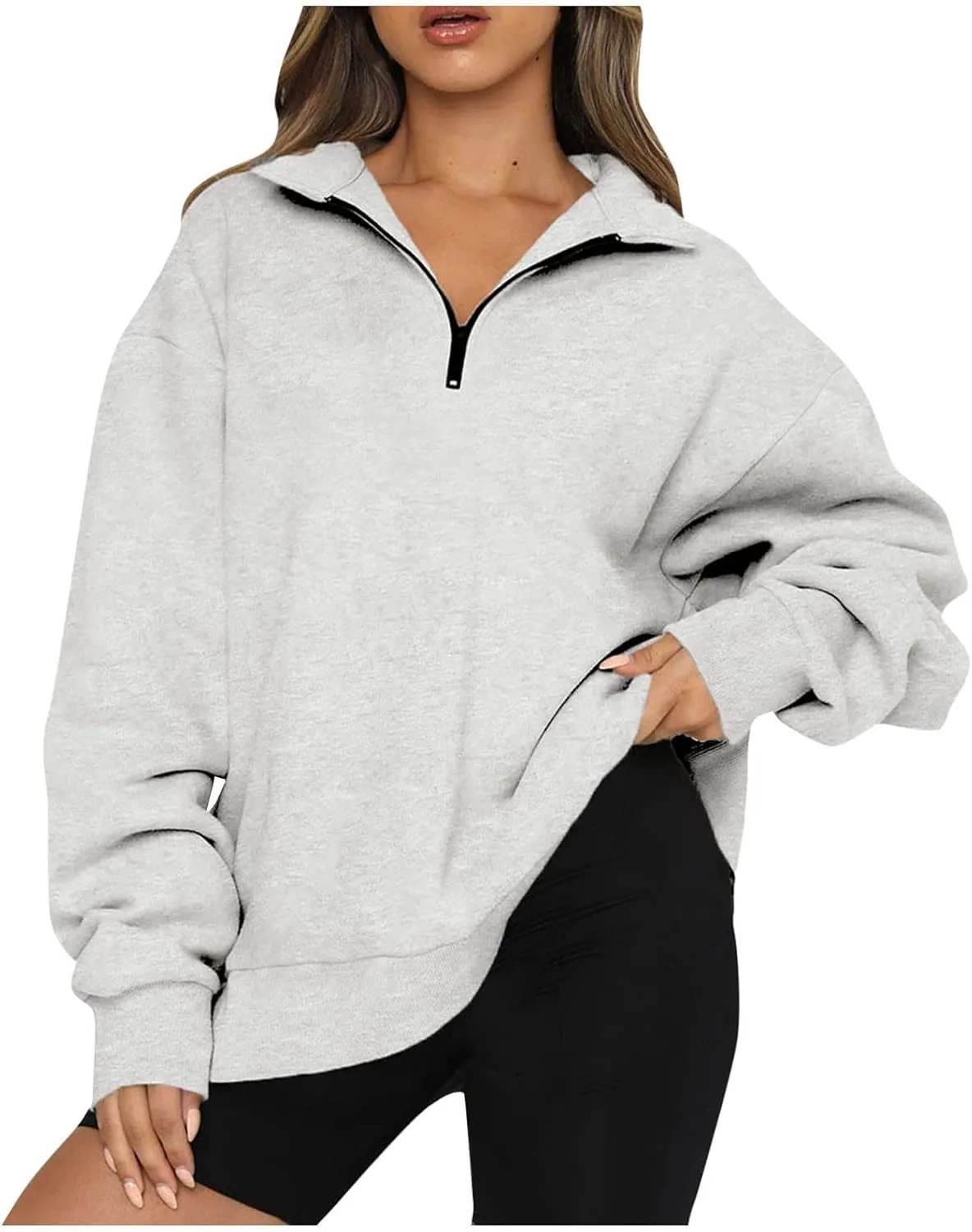 UOQAPRE Oversized Sweatshirt for Women Long Sleeve Womens Sweaters Half Zip Pullover Women Clothes for Girls Christmas