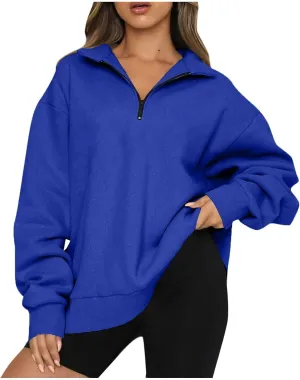 UOQAPRE Oversized Sweatshirt for Women Long Sleeve Womens Sweaters Half Zip Pullover Women Clothes for Girls Christmas
