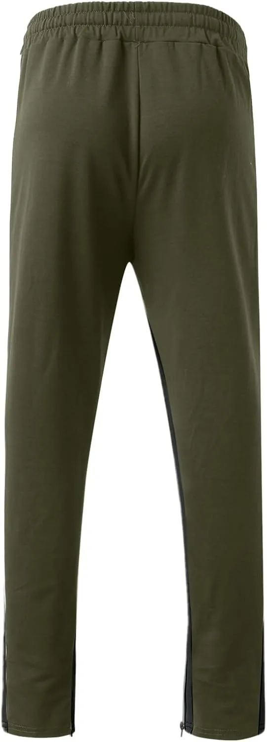 WABEOR Mens Fashion Striped Jogger Pants Zipper Pockets Slim Fit Casual Stretch Sweatpants Athletic Designer Street Trousers