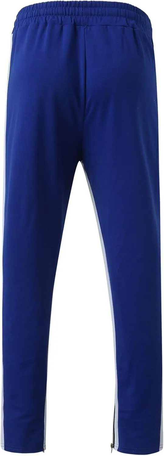 WABEOR Mens Fashion Striped Jogger Pants Zipper Pockets Slim Fit Casual Stretch Sweatpants Athletic Designer Street Trousers
