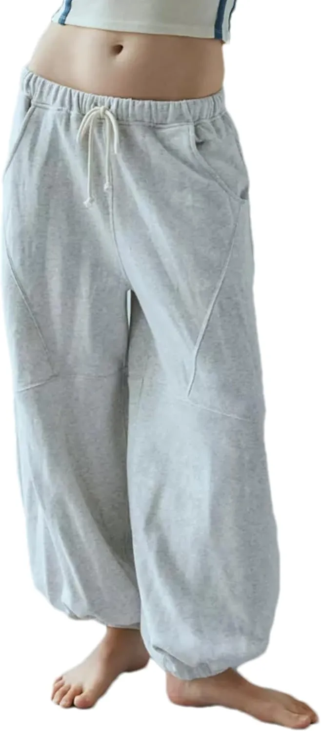 Wanzetaly Women's Baggy Sweatpants Casual Cotton Drawstring Athletic Joggers Harem Pants with Pockets
