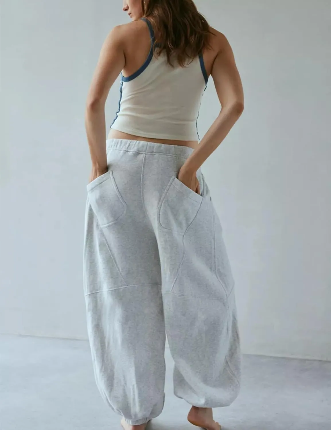 Wanzetaly Women's Baggy Sweatpants Casual Cotton Drawstring Athletic Joggers Harem Pants with Pockets