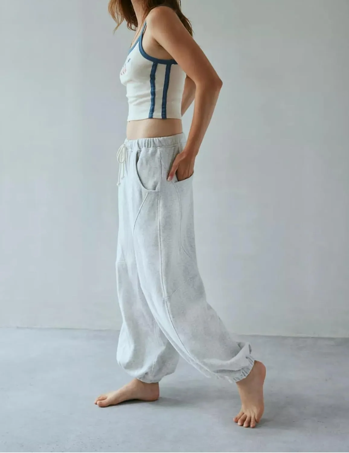 Wanzetaly Women's Baggy Sweatpants Casual Cotton Drawstring Athletic Joggers Harem Pants with Pockets