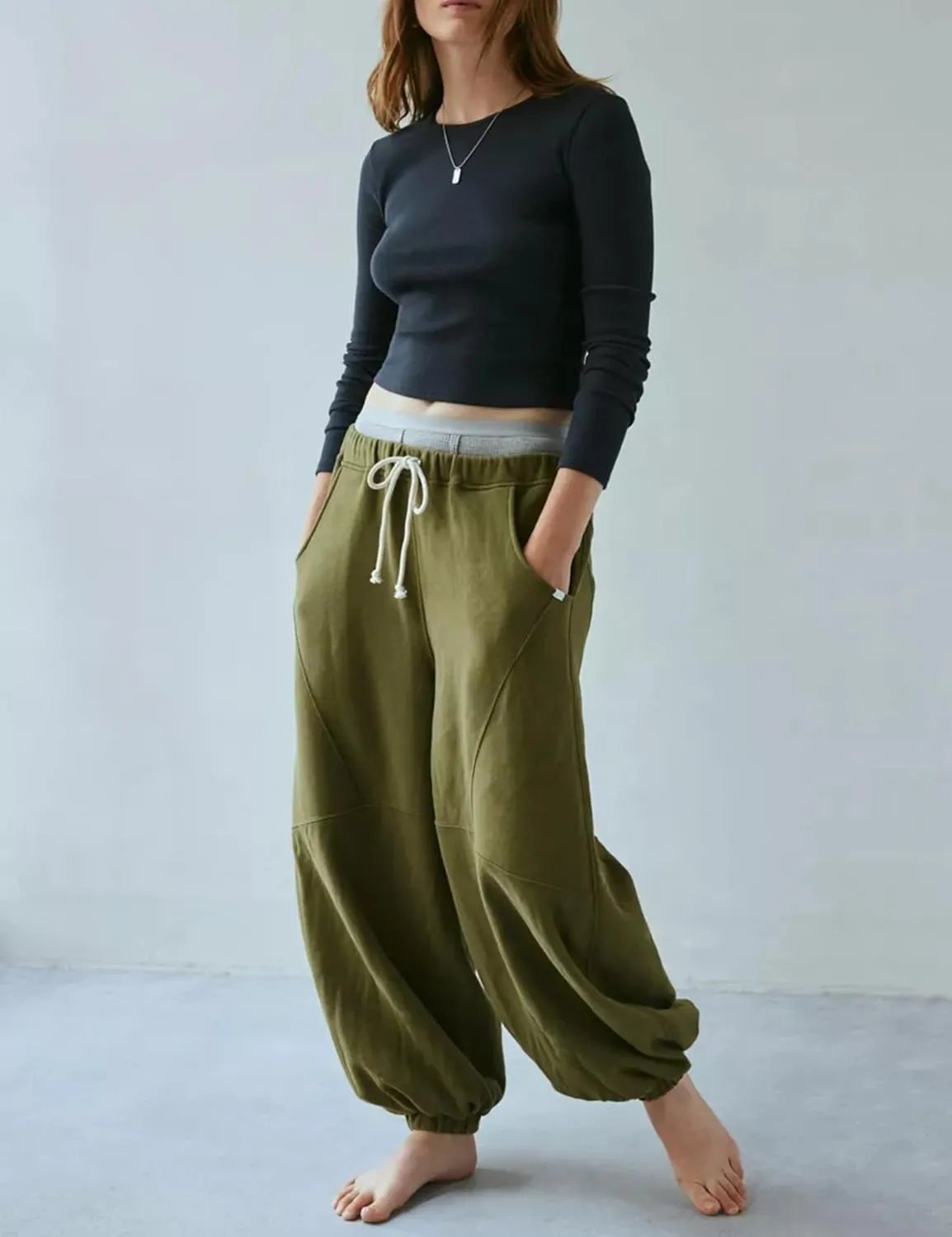 Wanzetaly Women's Baggy Sweatpants Casual Cotton Drawstring Athletic Joggers Harem Pants with Pockets