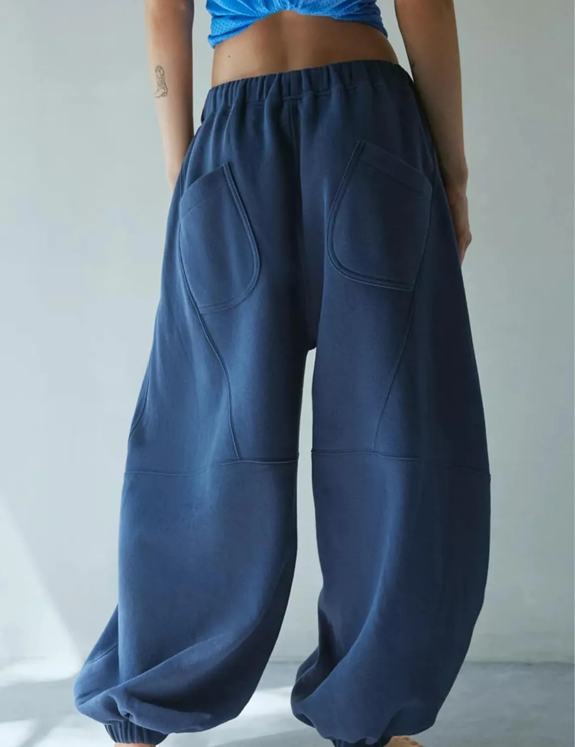 Wanzetaly Women's Baggy Sweatpants Casual Cotton Drawstring Athletic Joggers Harem Pants with Pockets