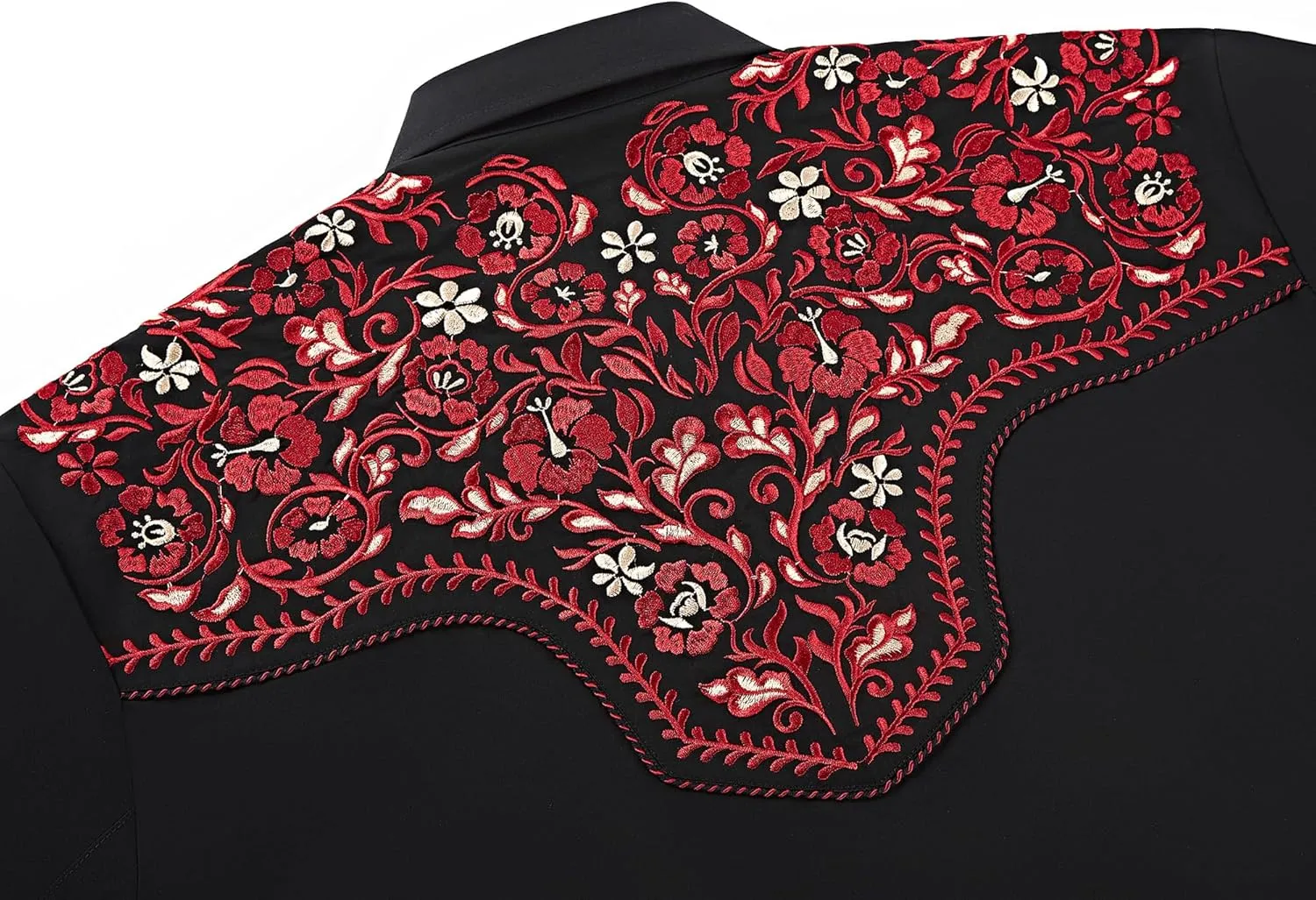 Western Embroidered Cowboy Shirts for Men, Casual Button Down Long Sleeve Shirt Floral Design Retro Shirt