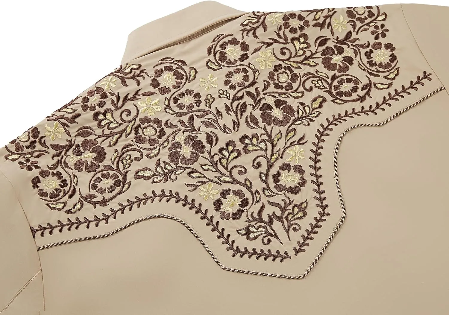 Western Embroidered Cowboy Shirts for Men, Casual Button Down Long Sleeve Shirt Floral Design Retro Shirt