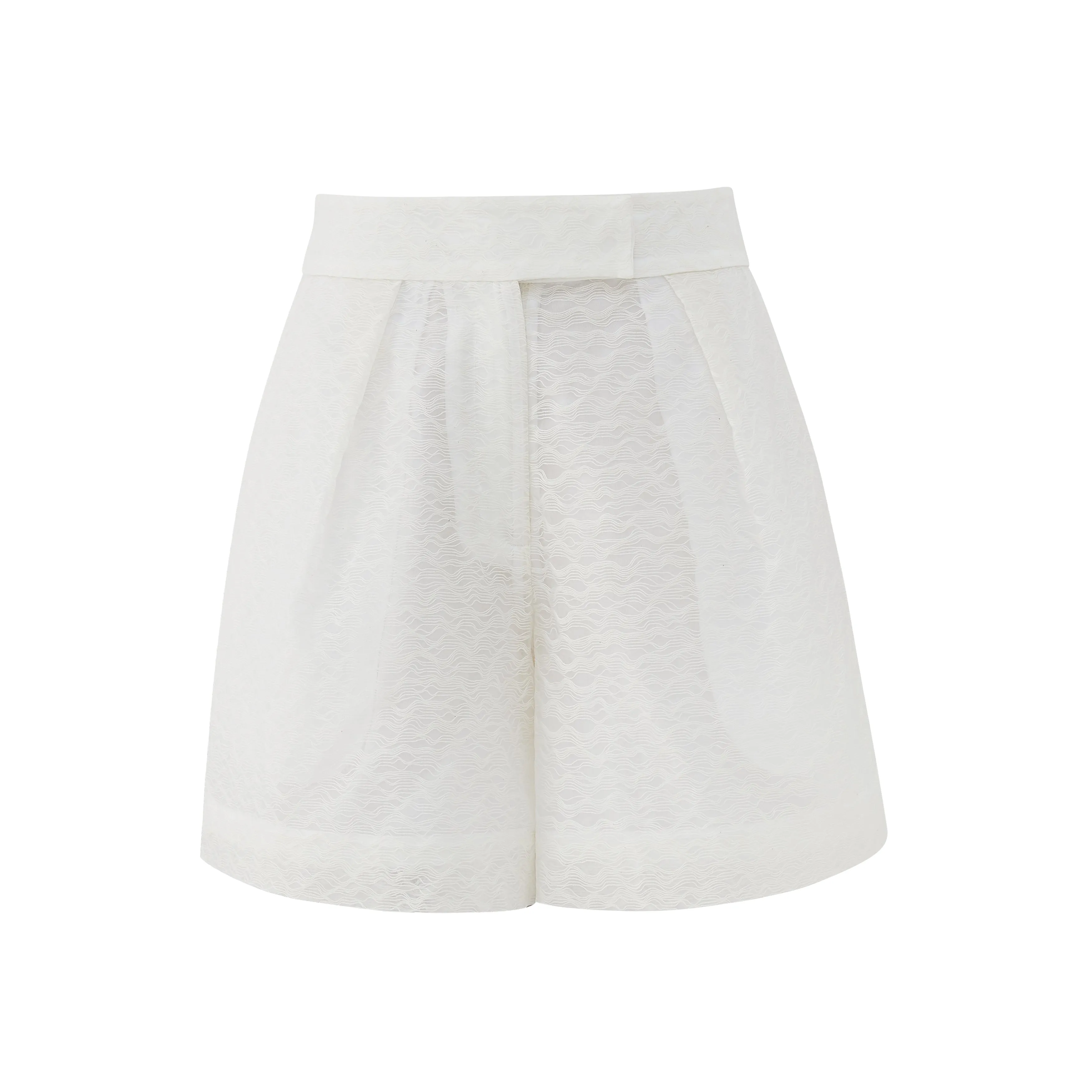 White Thread Organza Tailored Shorts