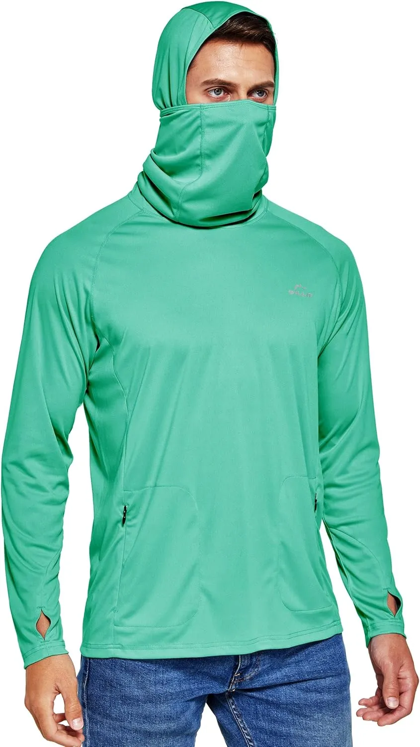 Willit Men's Sun Protection Hoodie UPF 50  Fishing Hiking Shirt Long Sleeve SPF UV Shirt Rash Guard Lightweight