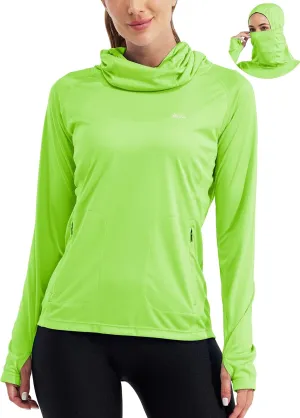 Willit Women's Sun Protection Hoodie UPF 50  Fishing Hiking Shirt Long Sleeve SPF Shirt with Face Mask Lightweight