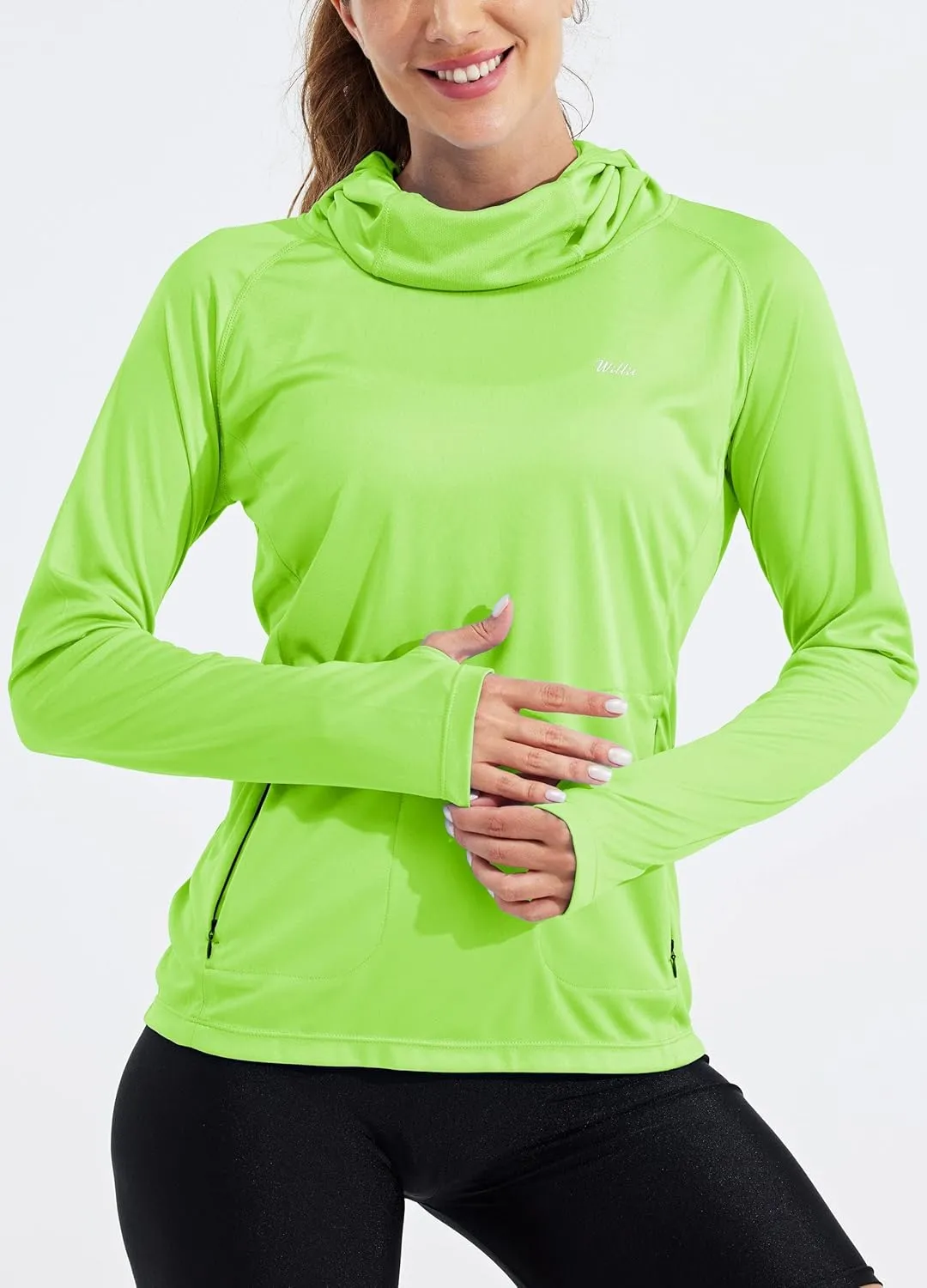 Willit Women's Sun Protection Hoodie UPF 50  Fishing Hiking Shirt Long Sleeve SPF Shirt with Face Mask Lightweight