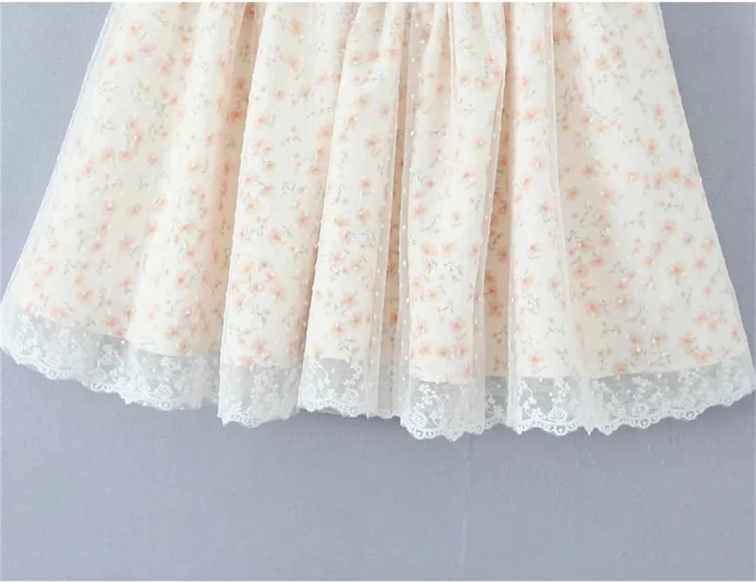 Women Mesh Strapless Mini Dress Floral Print Sleeveless Lace Up Bandage Birthday Party Dresses