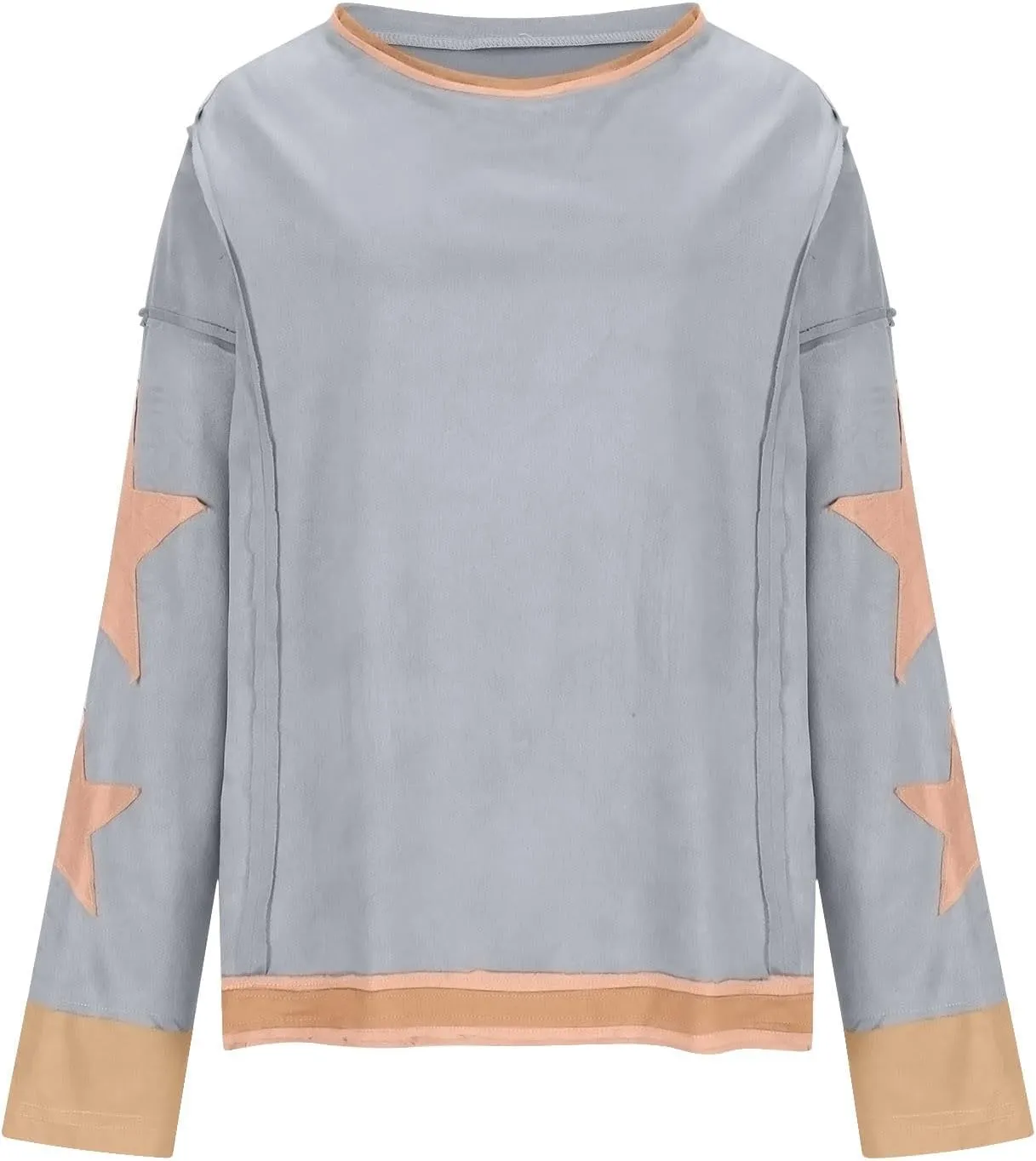 Women Oversize Sweatshirts Crewneck Long Sleeve Star Print Casual Loose Pullover Fall Fashion 2024 Clothes Tops