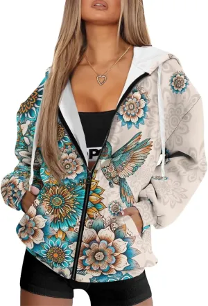 Women Oversized Hoodies Zip Up Sweatshirt Y2k Hooded Jacket Long Sleeve Fall Winter Sportswear with Pocket