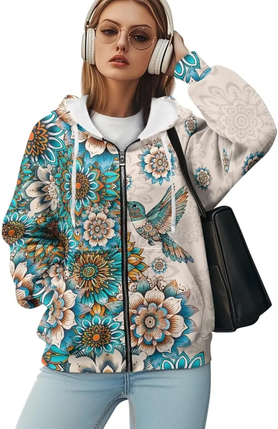 Women Oversized Hoodies Zip Up Sweatshirt Y2k Hooded Jacket Long Sleeve Fall Winter Sportswear with Pocket