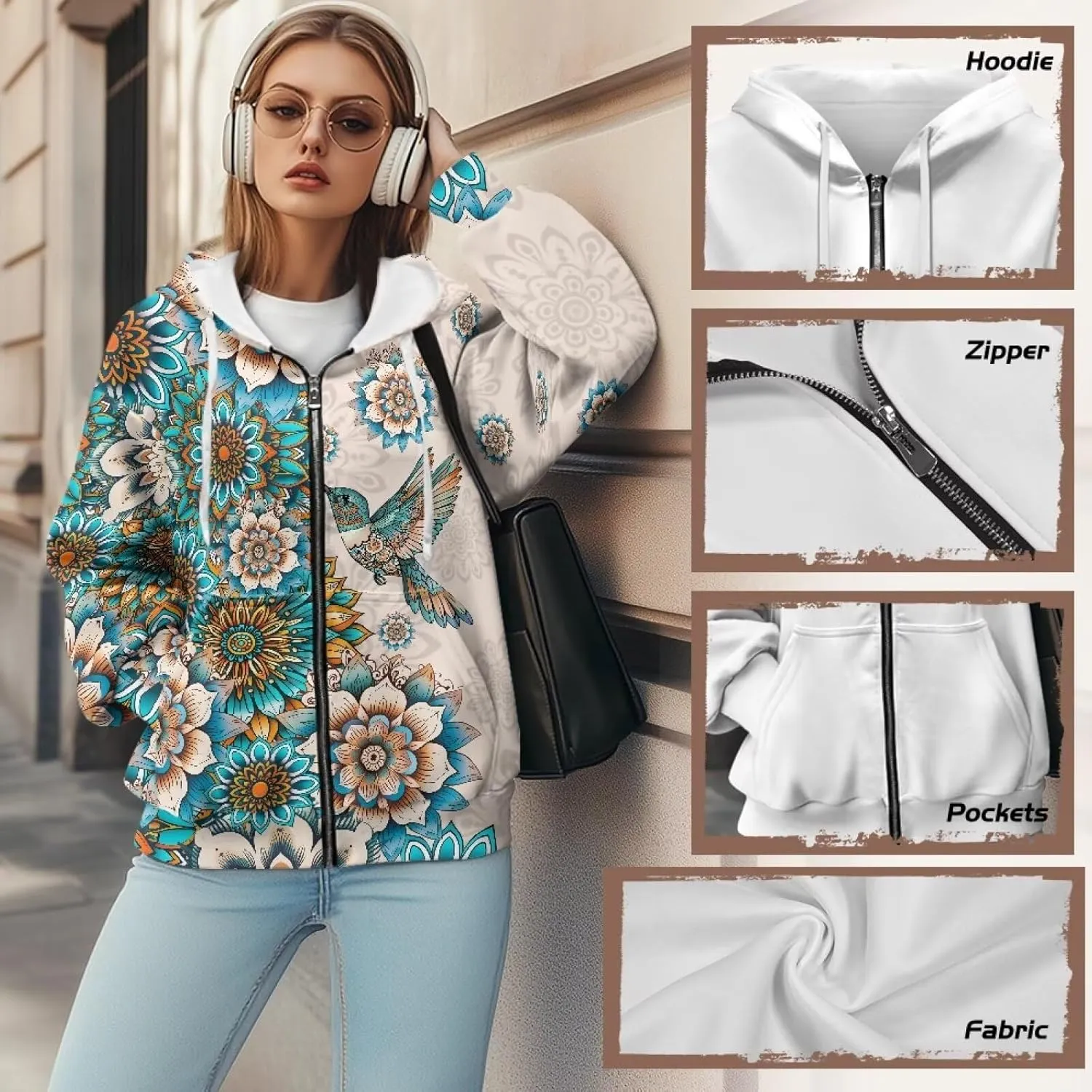 Women Oversized Hoodies Zip Up Sweatshirt Y2k Hooded Jacket Long Sleeve Fall Winter Sportswear with Pocket