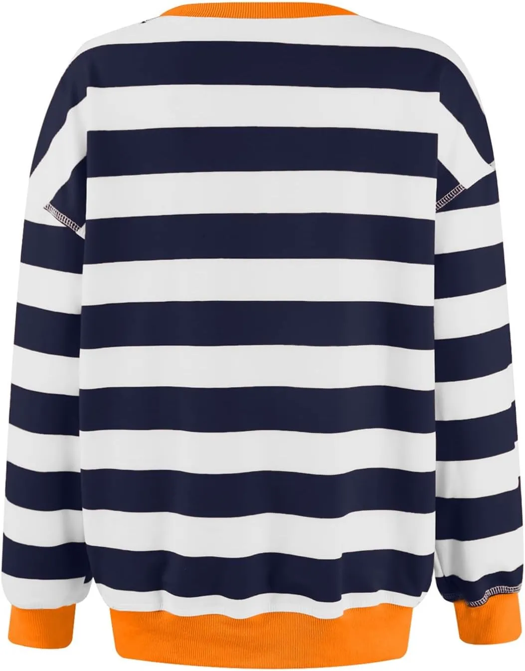 Women Oversized Sweatshirt Long Sleeve Crewneck Color Block Striped Pullover Tops