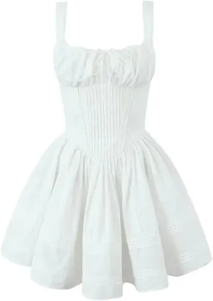 Women Spaghetti Strap Party Mini Dress Solid Sleeveless Cotton Lace Trim Holiday Dresses