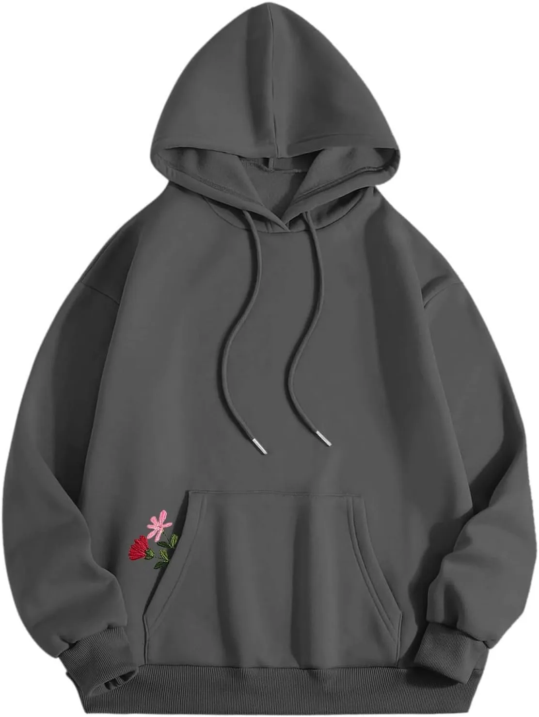 Women Sweatshirts Graphic Hoodies Oversized Pullover Flower Casual Long Sleeve Hooded Drawstring Sweatshirt