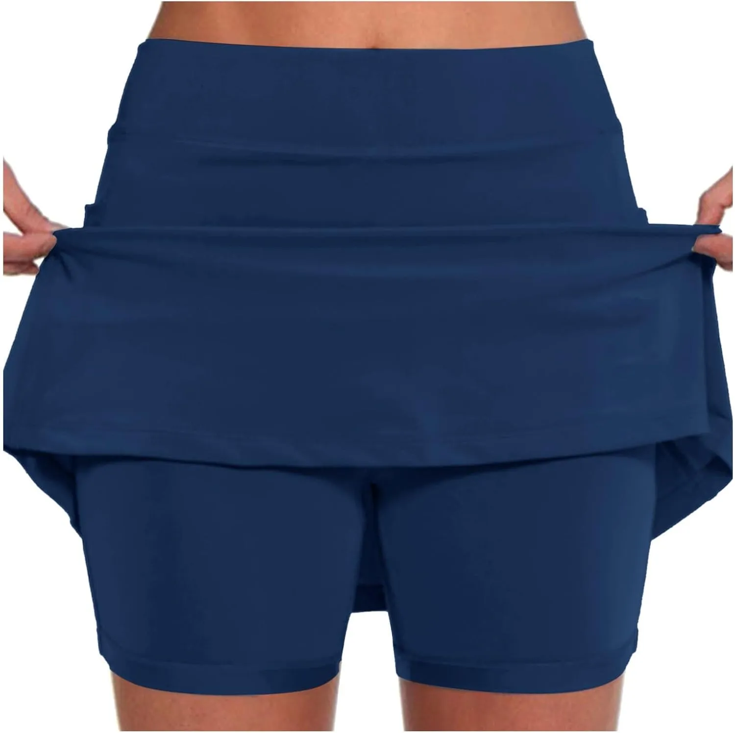 Womens Athletic Skorts Elastic High Waisted Tennis Skirts with Shorts Cute Preppy Mini Skirt with Pockets Casual Yoga Skort