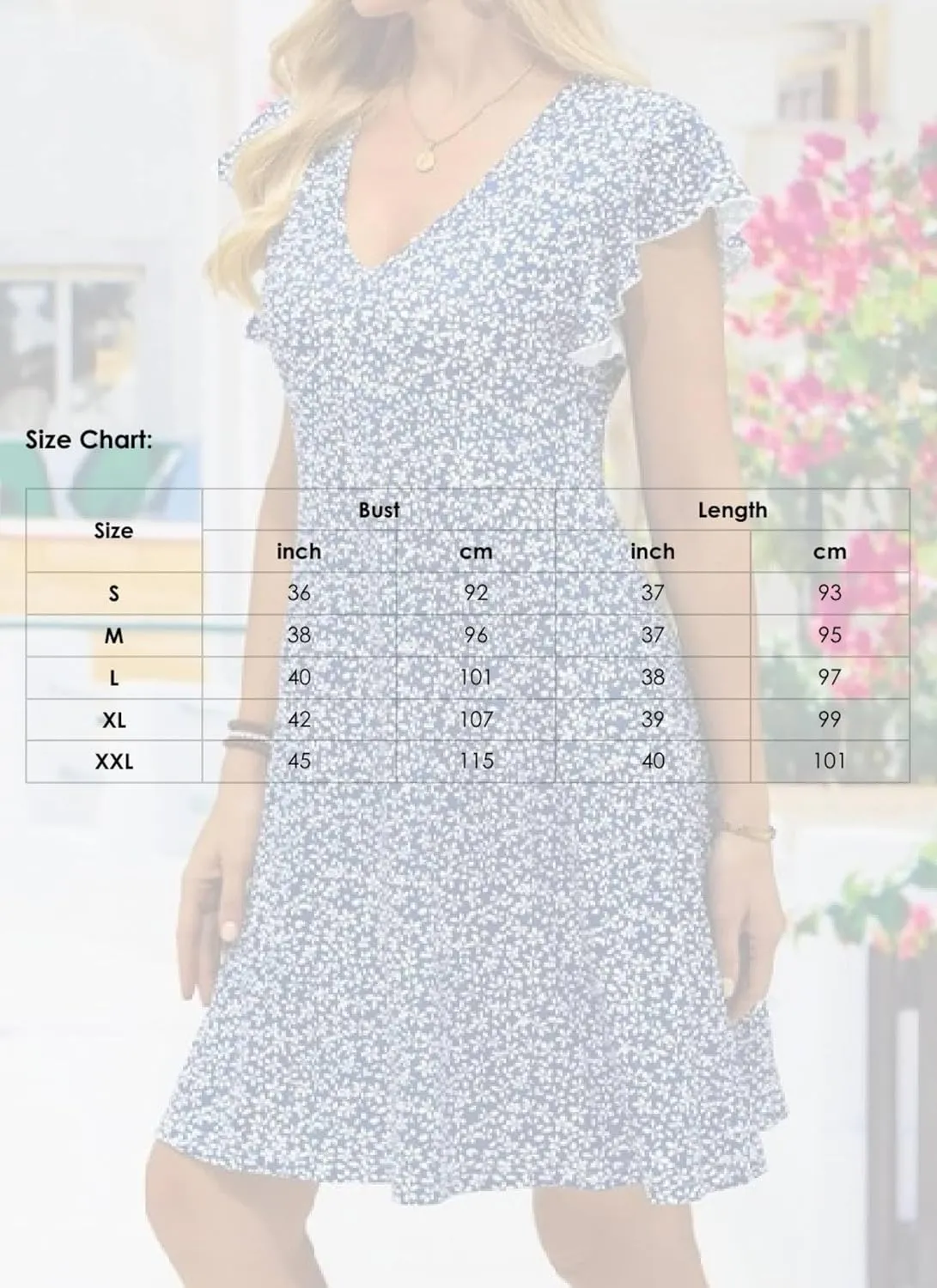 Womens Blue Floral Print Mini Dress V Neck Ruffles Short Sleeve A Line Casual Daily Dress 2025 Summer Trendy