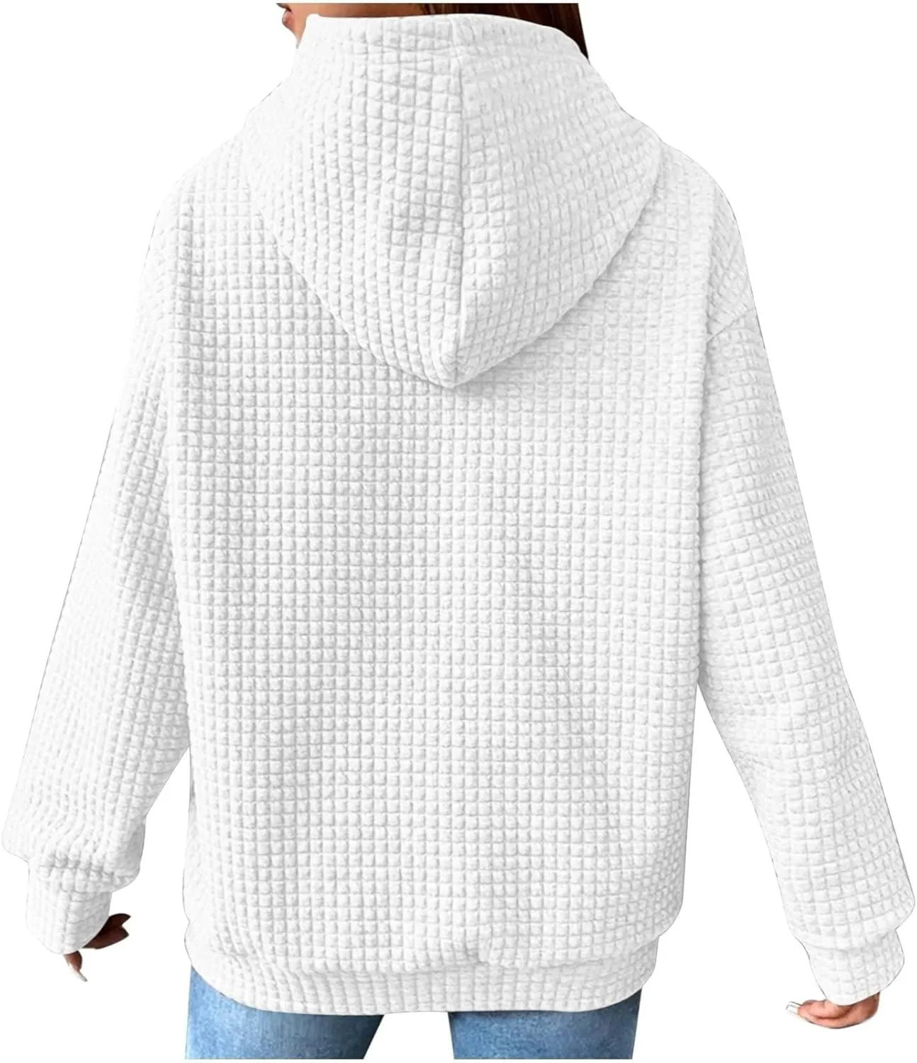 Womens Button Drawstring Y2k Hoodie Drop Shoulder Baggy Hooded Sweatshirt Lightweight Pullover Fall Clothes w/Pockets