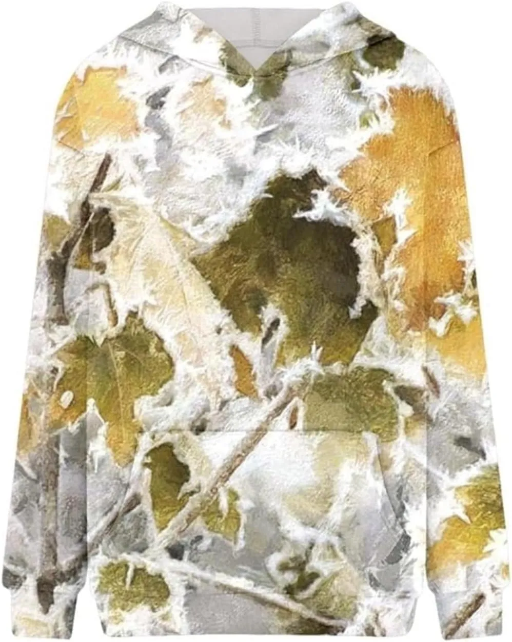 Womens Camo Hoodie Maple Leaf Print Oversized Pullover Sweatshirt Men Casual Loose Fit Long Sleeve Hoodies with Pocket