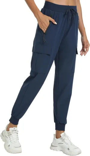 Womens Cargo Pants with Pocket Quick Dry Workout Athletic Joggers Drawstring Travel Casual Outdoor Camping Hiking Pants