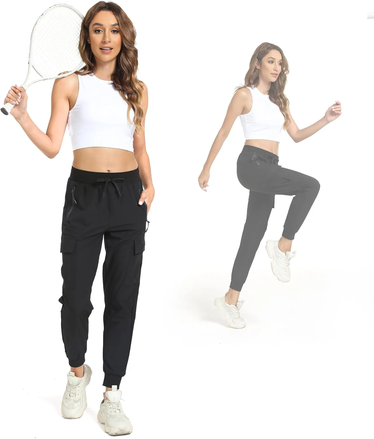 Womens Cargo Pants with Pocket Quick Dry Workout Athletic Joggers Drawstring Travel Casual Outdoor Camping Hiking Pants