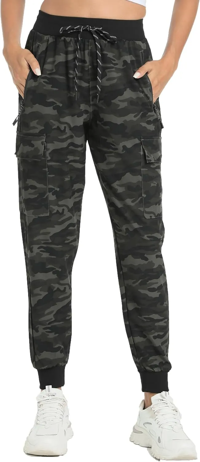 Womens Cargo Pants with Pocket Quick Dry Workout Athletic Joggers Drawstring Travel Casual Outdoor Camping Hiking Pants