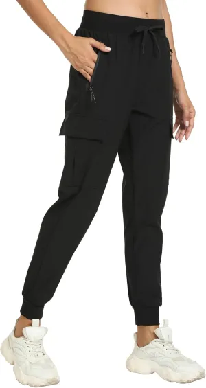 Womens Cargo Pants with Pocket Quick Dry Workout Athletic Joggers Drawstring Travel Casual Outdoor Camping Hiking Pants