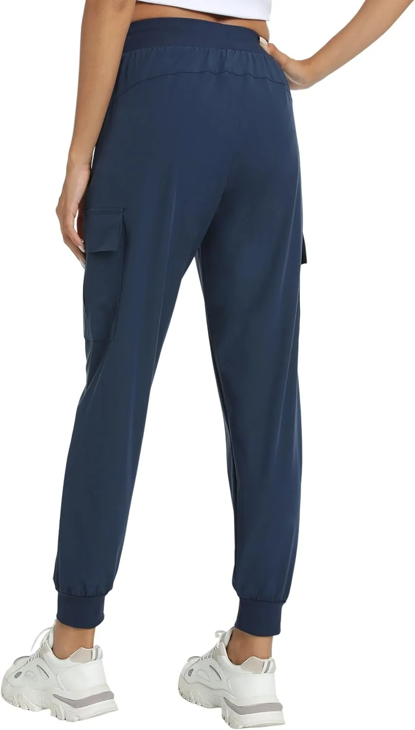 Womens Cargo Pants with Pocket Quick Dry Workout Athletic Joggers Drawstring Travel Casual Outdoor Camping Hiking Pants