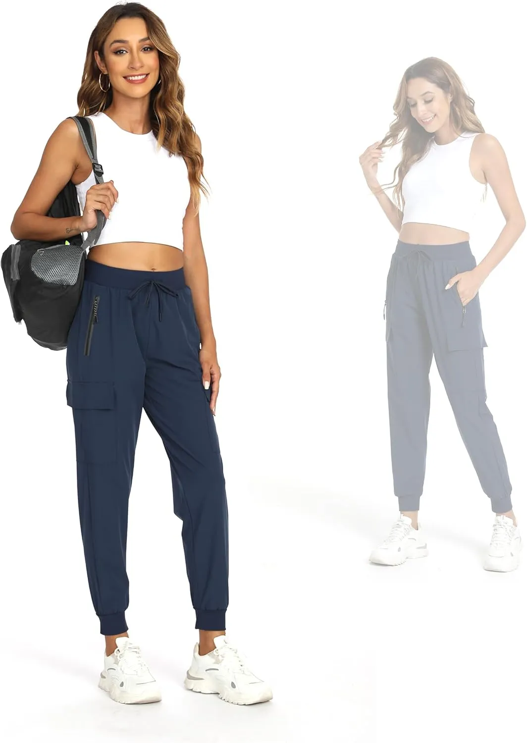 Womens Cargo Pants with Pocket Quick Dry Workout Athletic Joggers Drawstring Travel Casual Outdoor Camping Hiking Pants
