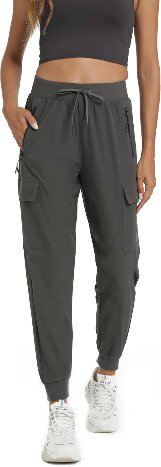 Womens Cargo Pants with Pockets-Lightweight Quick Dry Water Resistant Hiking Pants for Travel Casual Athletic and Outdoor