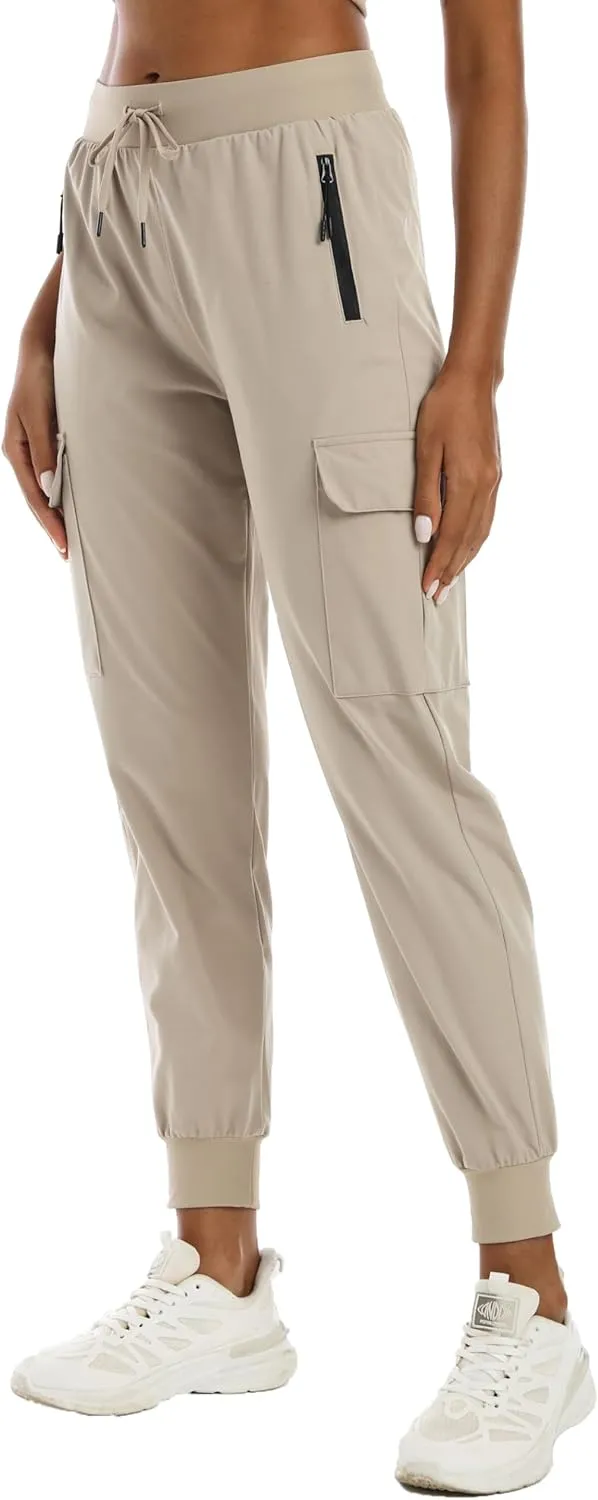 Womens Cargo Pants with Pockets-Lightweight Quick Dry Water Resistant Hiking Pants for Travel Casual Athletic and Outdoor