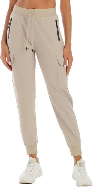 Womens Cargo Pants with Pockets-Lightweight Quick Dry Water Resistant Hiking Pants for Travel Casual Athletic and Outdoor