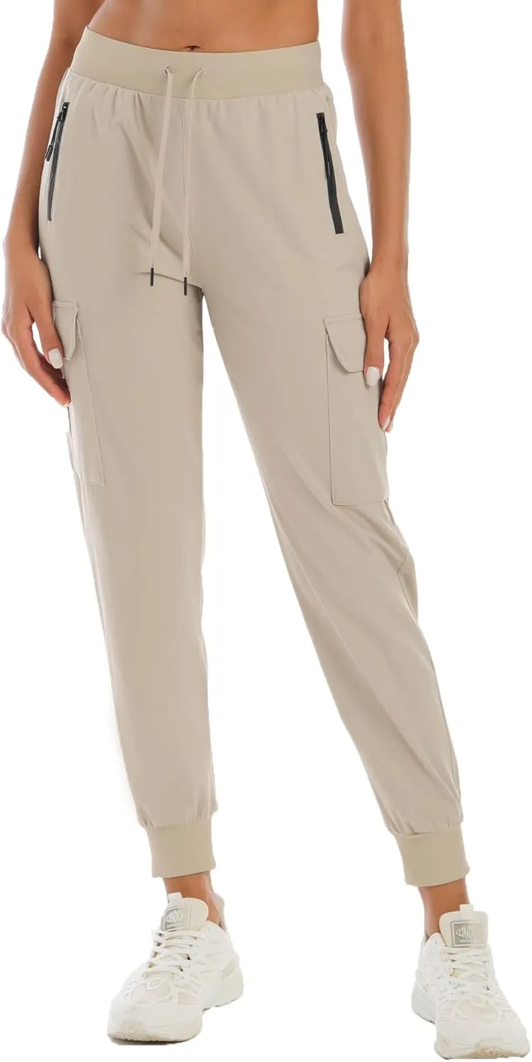 Womens Cargo Pants with Pockets-Lightweight Quick Dry Water Resistant Hiking Pants for Travel Casual Athletic and Outdoor