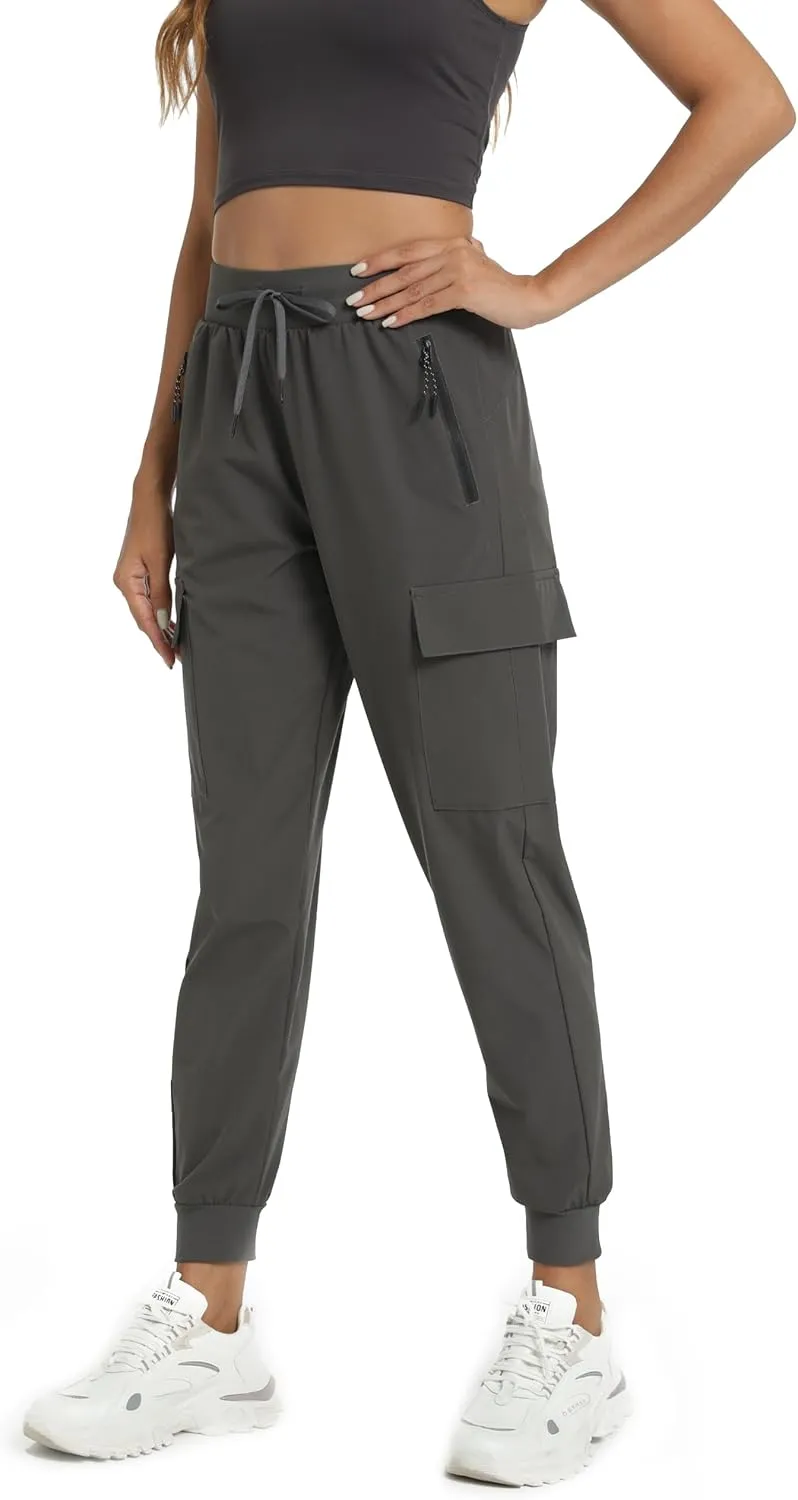 Womens Cargo Pants with Pockets-Lightweight Quick Dry Water Resistant Hiking Pants for Travel Casual Athletic and Outdoor